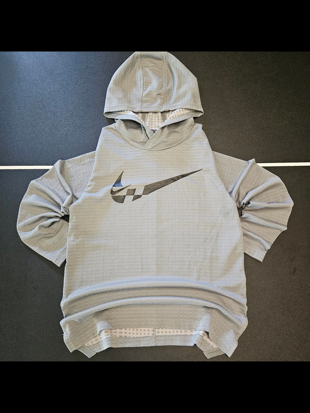 Nike Light Gray Hooded Sweatshirt with Black Swoosh
